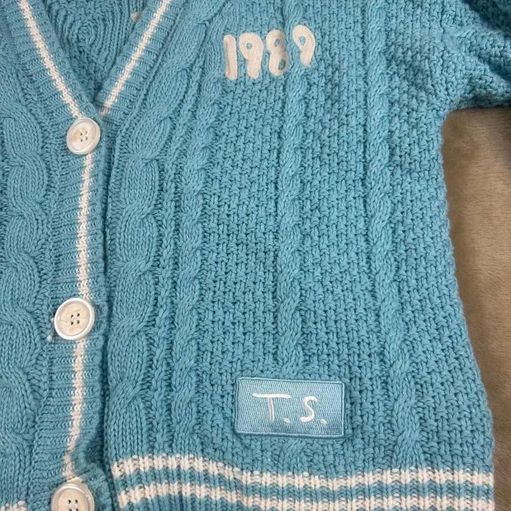 Taylor Swift‎ 1989 Taylor's Version Cardigan Blue Cable Knit Seagulls MD/LG